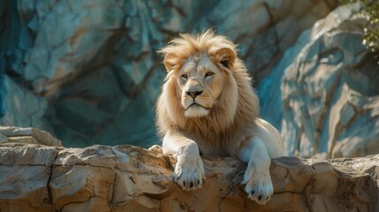 Naklejka premium Majestic white lion ruler of felines