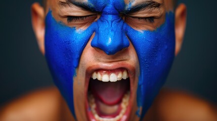 Gripping image of a man screaming in frustration and crying on a dark background, portraying intense negative emotions.