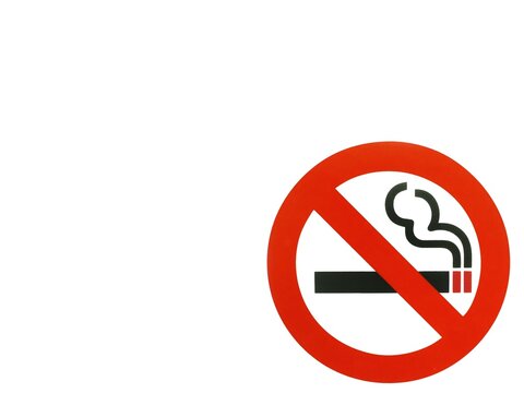 No smoking sign on a white background with ample space for adding personalized text. Simple and minimalistic poster indicating that smoking is prohibited