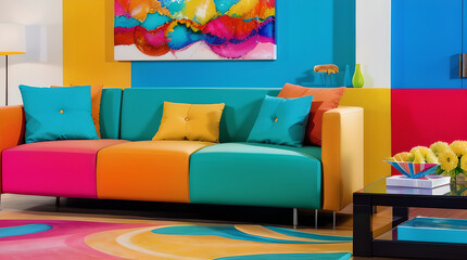 colorful sofa in a room