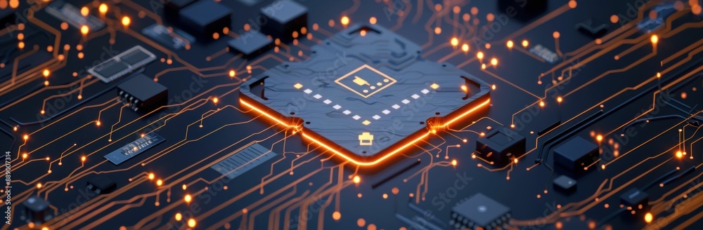 Poster futuristic circuitry illuminating technological advancements