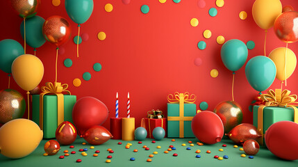 birthday party 3D rendering style celebration background gift box born day