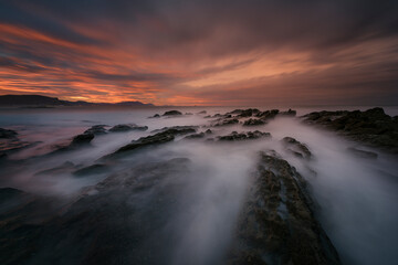 Sunset on Tunelboka beach, Getxo, Bizkaia