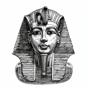 tutankamon egyptian king vintage engraved illustration