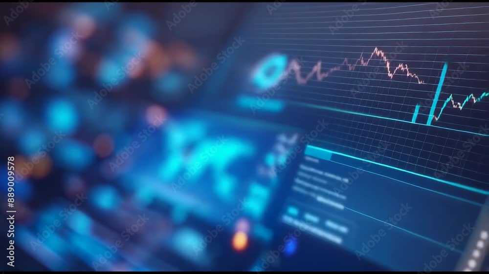 Poster dashboard data report with sonar radar search screen and hud graph reporting percentage on map backg