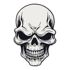vintage and retro skull logo featuring a human skeleton head with a horrifying grin ai generated