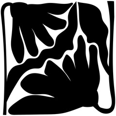 Floral abstract elements. Botanical black and white composition. Modern trendy minimal style. Floral poster, invite. 