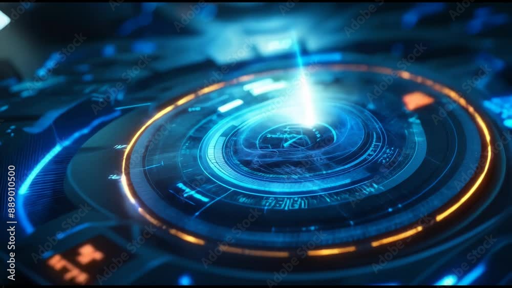 Poster stunning sci-fi round hud element for technology backgrounds. abstract futuristic texture on seamles