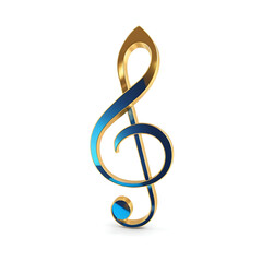 Obraz premium gold and blue treble clef on white background. treble clef 3d