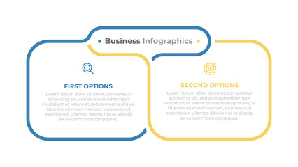 Business creative infographic process chart. Vector layout design with marketing icons and 2 steps or options.