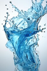 Dynamic water splash captured against a blue background.
