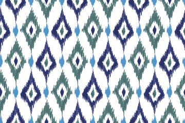 Ikat seamless pattern, geometric design, motif ethnic handmade, Ikat ethnic tribal, boho colors seamless wallpaper. Ethnic Ikat abstract background art, greeting cards, printing products