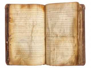 Open Vintage Ledger Book with Lined Pages