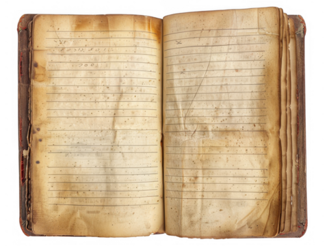 Open Vintage Ledger Book with Lined Pages