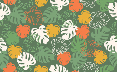 Tropical vector seamless pattern. Modern Abstract Botanical contemporary seamless pattern. Tropical leaves. Exotic Jungle eunique print. Fashionable template.
