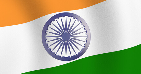 Indian Tri Color Flag with 3D Ashok Chakra