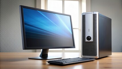 Fototapeta premium Modern desktop PC with sleek design and multiple ports for connectivity, desktop, PC, computer, technology, modern
