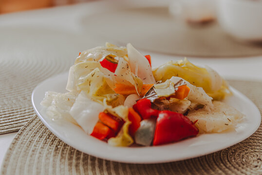 pickled cabbage with carrots and sweet peppers