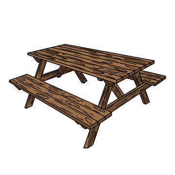 recommend clip art: wood picnic table illustration vector outdoor table outline colored hand drawn barbecue activity element park bench clipart 