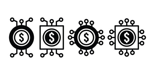 Obraz premium electronic money digital icon financial technology vector design black white color illustration isolated