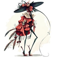 Fototapeta premium Flea Romantic fashion cartoon isolated whitebackground