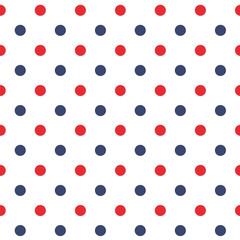 Polka Dot pattern, red and blue dots on white background, seamless texture