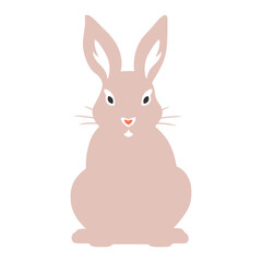 A cute pink rabbit with large ears and a friendly expression