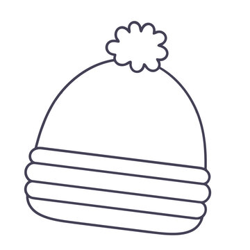recommend clip art: A simple line drawing of a winter hat with a pom-pom on top