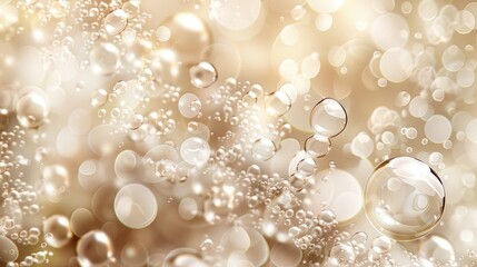 Fototapeta premium Abstract Bokeh Light Background with Shimmering Golden and Silver Bubbles in Soft Focus