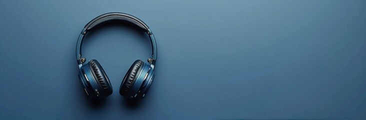 Blue Headphones On Blue Background