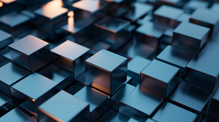 Abstract Blue 3D Cube Pattern Background