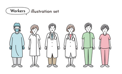 医療従事者・福祉の人物セット 全身