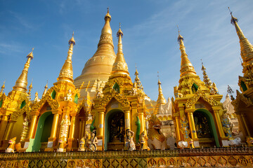 Fototapeta premium View Of Shwedagon Pagoda On Singuttara Hill In The Center Of Yangon (Rangoon). Shwedagon Pagoda Is The Most Sacred Buddhist Stupa In Myanmar.