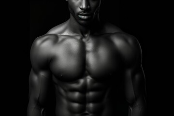 Fototapeta premium Muscular man with intense gaze and tousled hair.