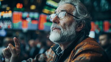 Obraz premium Stock traders in a frenzy, gesturing and shouting during a peak trading moment, intense trading floor atmosphere.