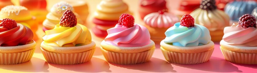 A colorful assortment of cupcakes with various frosting flavors and toppings, perfect for a celebration or a sweet treat anytime.