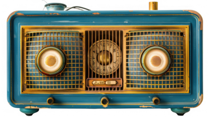 Vintage Radio with Blue and Gold Interface