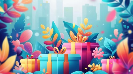 Sweet savings, bright promotional banner, flat design illustration