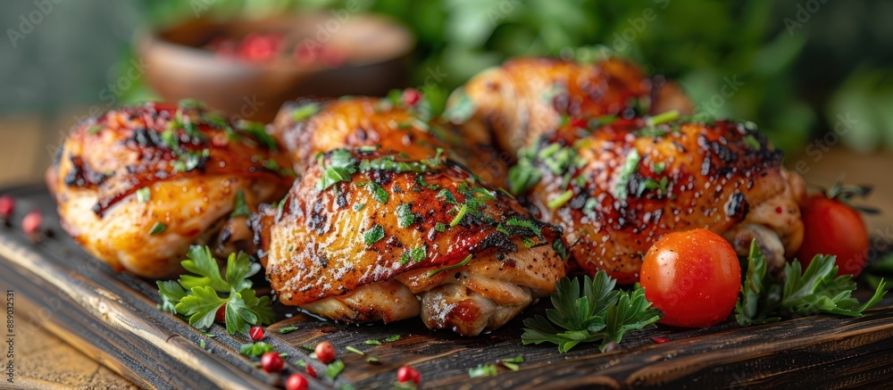 Wall mural Grilled Chicken with Parsley and Tomatoes