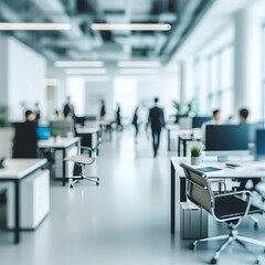 Blurred office interior space background. Working space with defocused effect. Business concept	