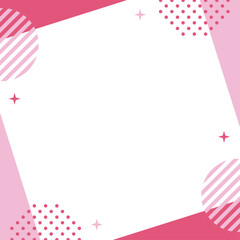 幾何学　フレーム　ピンク　正方形　キラキラと水玉