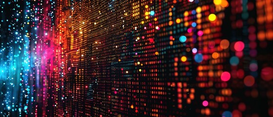 Obraz premium Glowing binary code on a dark background