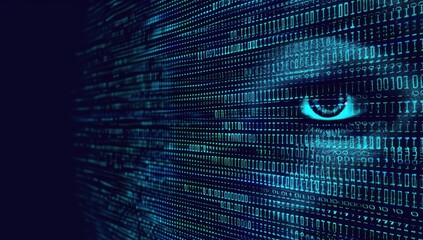 Fototapeta premium Digital Eye with Binary Background
