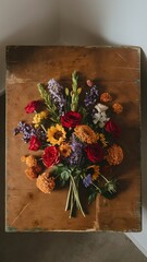 flower bouquet on wooden surface