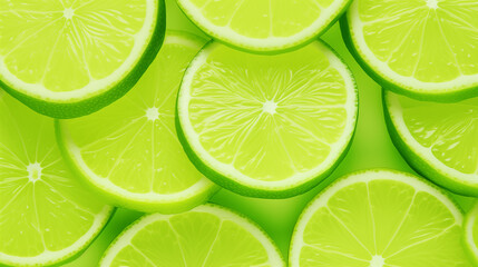 Detailed Close-Up of Green Limes Slices
