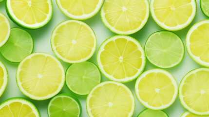 Fototapeta premium Pattern of Sliced Yellow and Green Limes