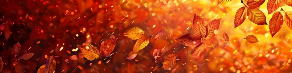 Abstract Autumn Leaves Background Depicting Seasonal Changes and Falling Leaves. Various Angles for Artistic Design Mockup Template, AI-Generated, 4K High-Definition Wallpaper.