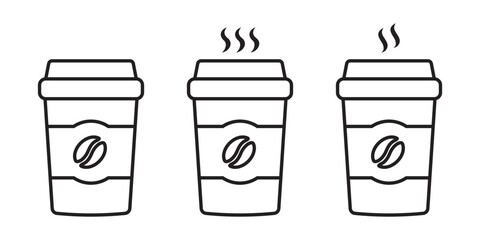 Hot coffee cup icon. Paper coffee cup icon isolated on white background.