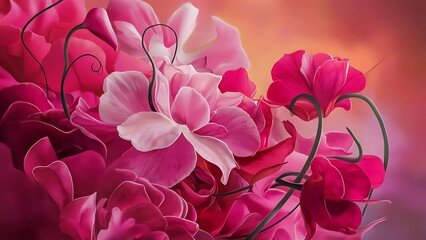 Obraz premium Abstract romantic pink flowers