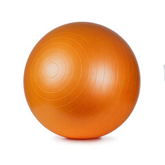 Close up of an yellow fitness ball isolated on transparent background, PNG file
